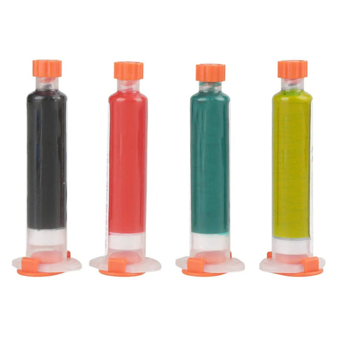 Four colorful tubes of LED Illuminated Solder Flux Paste Kit for PCB BGA Repair No Clean Liquid Flux 4 Piece Soldering Flux Paste Set