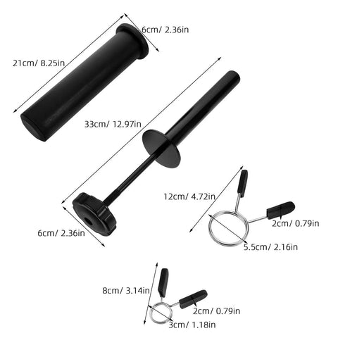Dimensions of Weight Stack Extender Pin For Gym Gear, Heavy Duty Carbon Steel Barbell Plate Organizer with accessories