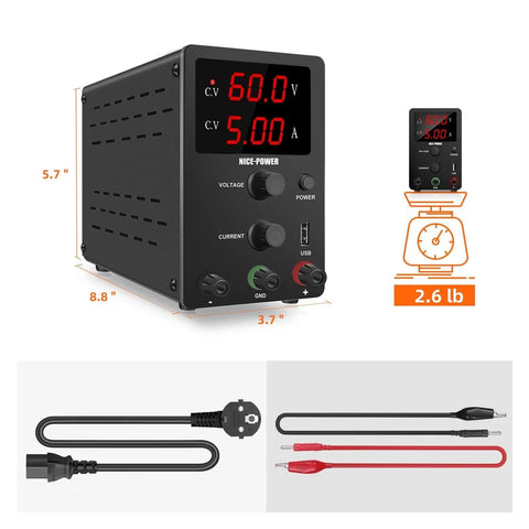 AC To DC Adjustable Laboratory Switching Power Supply 30V 60V 120V For Laptop Phone Computer And PCB Repair And Charging 120V3A Black