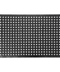 Heavy Duty Commercial Rubber Floor Mat Featuring Hexagonal Drainage Cutouts For Garage And Shop Kick Ass Non Slip Oil Grease Resistant Tough As Nails Level, top view.