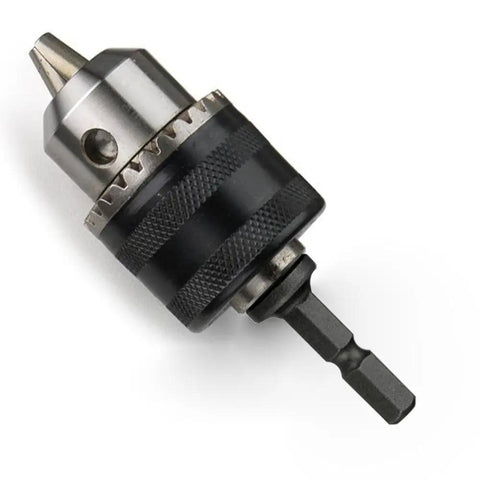 Impact Driver Ready Drill Chuck Adapter With 1/4 Inch Quick Change Hex Shank For Quick Bit Swaps, classic 3 jaw keyed design