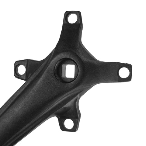 Mountain Bike Crankset 1X Square Taper 104 BCD 170mm with uncoated arms for single speed BMX and trail riding close-up view.