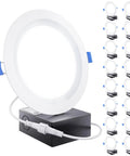 16 Pack 6 Inch LED Recessed Lights With Junction Box, Ultra Slim Canless Ceiling Lights, Baffle Trim, 850 Lumens, 14W