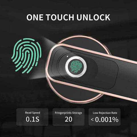 Biometric Fingerprint Door Lock With Keyless Entry, Lightning Fast 0.1 Second Unlock, Fits Standard Doors 1 3/8 to 2 1/8 In display