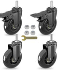Three Inch Swivel Stem Caster Wheels Set Of Four With Two Brakes And Two Without Brakes Heavy Duty Threaded Stem Five Sixteenth Inch Eighteen TPI