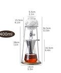 Kickback Cold Brew Dripper Coffee Tower Featuring Adjustable Stainless Steel Drip Valve For Rich Smooth Low Acid Iced Coffee Brewing At Home Or Outside Whenever You Wanna, 400ml with ice.