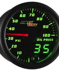 MaxTow 2-1/16 in black oil pressure gauge with green LED dial; analog and digital readouts, sensor included