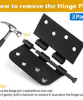 Guide to removing hinge pin from Built Tough Heavy Duty 4 Inch Black Exterior Door Hinges Three Pack with hammer and nail