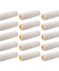 15 Piece Mini Paint Roller Set Featuring Four Inch Cotton Thread Rollers, soft white rollers with orange ends for easy painting.