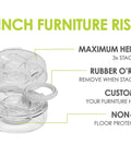 Heavy Duty Clear Stackable Furniture Risers Set Of 8 Adjustable Bed Lifters With Secure Grip 1 To 3 Inch Flexible Lift Acrylic Foot Expanders for 1-inch furniture riser with rubber O-ring detail.