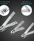 18 Piece Pro Grade Nail Care Set With Stainless Steel Manicure Pedicure Tools showing curved edge nail clippers on dark background