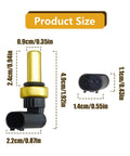 SYudwen coolant temperature sensor with gold metal body and black 2-pin connector, front view