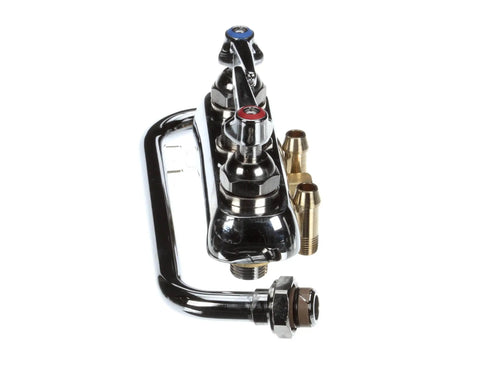 Workboard Deck Mount Faucet With 4 Inch Centers, 8 Inch Swing Nozzle, Garden Hose Tip, Lever Handles, prep tables, chrome finish