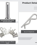 Beefed Up Heavy Duty Stainless Steel Clevis And Clip Kit With Organizer Box 122 Pcs Fastener Set, 304 stainless pins and clips