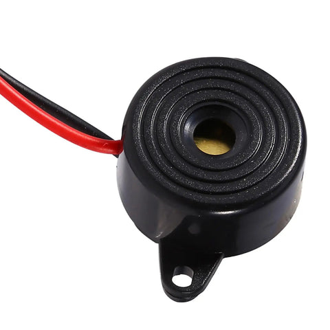 DC 3 To 24V Piezo Buzzer Alarm For Continuous Sound Active Piezo Transducer With 100mm Cable, black casing and red wire visible