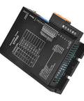 EP60 microstep motor driver module, black case with orange terminal block and LED indicators, front view