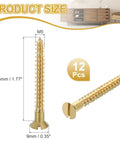 Brass Slotted Flat Head Wood Screws M5 X 45mm Self Tapping Fasteners For Indoor Furniture Appliances And Woodworking Pack of 12
