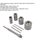 Ditch The Slow Drilling And Grab This Super Cool 5 Pcs Concrete Hole Saw Kit Made With Tough Tungsten Steel. It Has Smart Ventilation Holes For Fast Chip Removal So You Can Slice Through Brick, Cement Or Wall Like A Boss. Perfect For HVAC, Plumbing And. 5-piece tungsten steel hole saw kit with 30-65mm heads and SDS shank