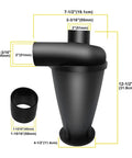 Kick Up Your Workshop Game With This Heavy Duty Cyclone Dust Collector And Shop Vac Separator Featuring Turbo Suction Dual Filters for detailed dimension image.