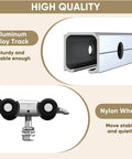 Detail of 5 Foot Sliding Barn Door Hardware Track Kit Aluminum Alloy Box Rail System showing aluminum track and nylon wheel