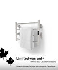 Towel Warmer With Built In Timer And LED Indicators, 1 to 8 Hour Modes, brushed stainless steel, wall mounted, holding towel