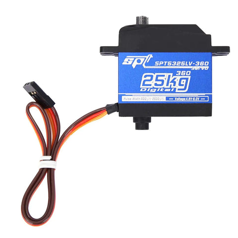 Heavy Duty Digital Servo Motor With 360 Continuous Rotation And Reinforced Metal Gears Dropping 25kg Of Badass Torque for RC projects.