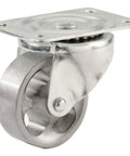 Extra Heavy Duty 2 1/2 Inch Cast Iron Swivel Plate Caster With Precision Ball Bearings and Rugged Industrial Mount for Smooth Rolling