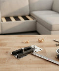 DIY Sofa Connector Clip For Modular Sectionals Plastic Furniture Buckle on wooden table with measuring tape and screws