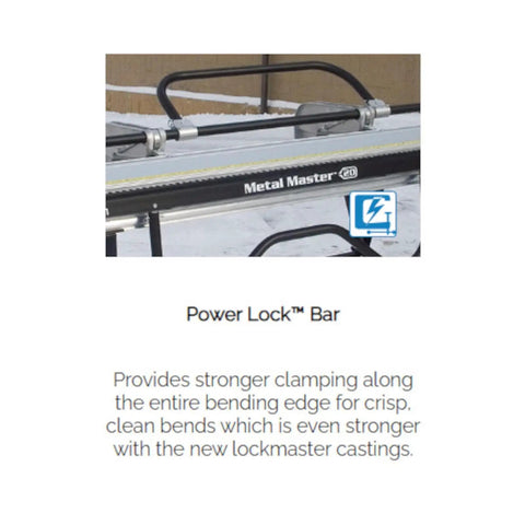 Pro Grade Metal Master 20 EZ Industrial Brakes With Stand 60 Series 10 Ft 6 In Length displaying the Power Lock Bar feature