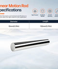 Top Notch 2 Pack 10mm By 150mm Linear Motion Rods Shaft Guide Rails, chrome plated steel, designed for precise motion applications.