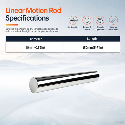 Top Notch 2 Pack 10mm By 150mm Linear Motion Rods Shaft Guide Rails, chrome plated steel, designed for precise motion applications.