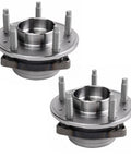 Two Piece Front Left And Right Wheel Bearing And Hub Assembly Set For AWD Vehicles Drop In Replacement Direct Fit Compatible With 2020 To 2022 Buick Encore GX, 2020 Buick Regal TourX, 2020 Cadillac CT4, 2021 Chevrolet Equinox showing two hubs.