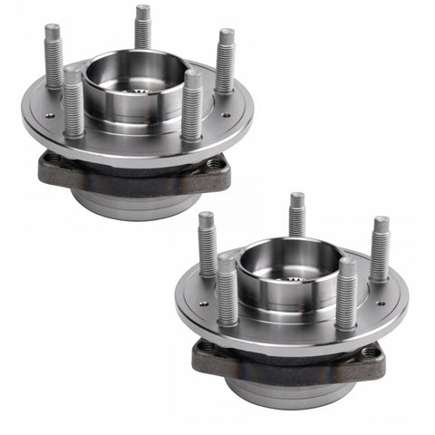 Two Piece Front Left And Right Wheel Bearing And Hub Assembly Set For AWD Vehicles Drop In Replacement Direct Fit Compatible With 2020 To 2022 Buick Encore GX, 2020 Buick Regal TourX, 2020 Cadillac CT4, 2021 Chevrolet Equinox showing two hubs.