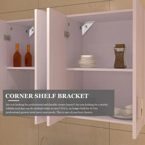 Stainless Steel Angled Corner Brackets 24 Pack For Solid Beefed Up Furniture Reinforcement With Triangular Design in cabinet