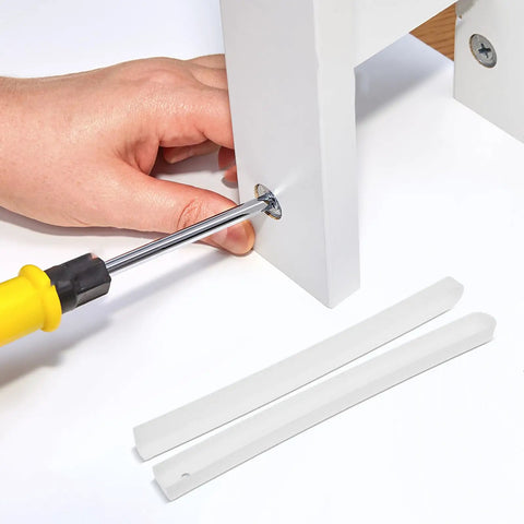 White Plastic Drawer Slides Full Extension Kit for stable smooth gliding in cabinets being installed with screwdriver