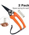 Heavy Duty Goat And Sheep Hoof Trimmer With Serrated And Smooth Blades, orange handle, spare spring shown, all purpose stainless steel pruning shears