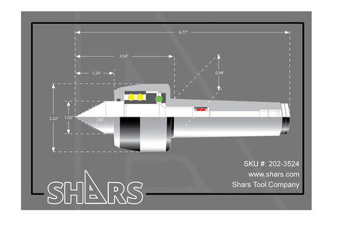 Diagram of Pro Grade 3MT High Speed CNC Live Center For Precision Turning And Milling, Medium Duty, 4000 RPM, 60 Degree Point, Morse Taper Size 3.