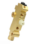 Premium Solid Brass Disc And Drum Brake Proportioning Valve PV2 Style with 1/2 and 7/16 inch ports side view.