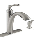 Linwood Pullout Kitchen Faucet With Soap Or Lotion Dispenser Polished Chrome Finish Flexible Pullout Spout