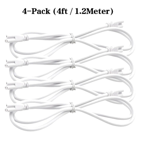 4-Pack T5 T8 Extension Cords Four Feet Long 3-Prong Power Cable For Integrated LED Tube Lights, coiled view
