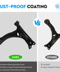Beefy Front Suspension Kit for Toyota Corolla 2003 to 2008 Featuring Lower Control Arms Ball Joints Sway Bar Links and Tie Rods 10 Piece Set Heavy Duty OE Style Replacement Ready to Install and Built for Smooth Rides. Rust-proof coated control arm comparison