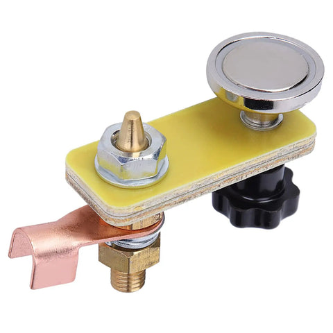 Ultimate Welding Magnetic Ground Clamp With Strong Brass Head And 0.2 Inch Insulation Board For Stable Grounding on smooth metal surface.