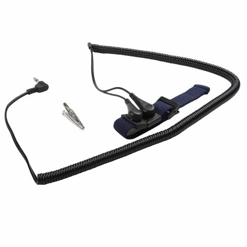 Anti Static Wrist Strap With Adjustable Grounding Cord For Sensitive Electronics Repair And ESD Discharge Protection shown with clip