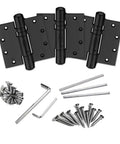 5 Inch Heavy Duty Self Closing Door Hinges 3 Pack Matte Black Full Mortise UL Listed Fire Rated With Adjustable Closing Force And Speed Quiet Spring Hinge No Slam, black hinges with screws