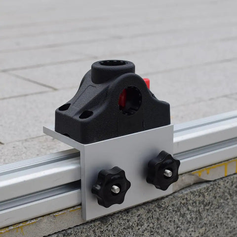 Heavy Duty 90 Degree Boat Track Bracket With 360 Degree Rotating Rod Holder, Aluminum Deck Or Side Mount Base For Versatrack Bass Tracker Ranger Track System, Compatible With Cannon RamMount Scotty And More on boat track