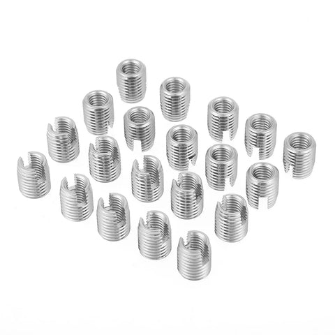 Self Tapping Slotted Screw Insert Kit For Preventing Loosening, 20 Pieces M8 X 15mm Threaded Inserts For Industrial Use, Easy Install Without Pre Tapping, Durable Metal Hardware For Secure Fastening In Machinery And Equipment, SUS303 stainless inserts