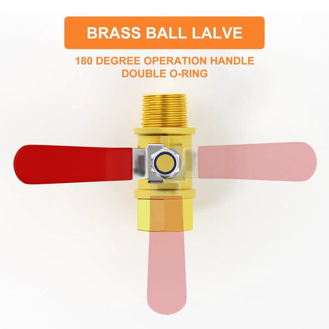 Six Pack 1/4 Inch Brass Mini Ball Valve With Red Lever Shut Off Valve 1/4 Inch Male To Female NPT Thread Fitting Double O Ring 180 Degree