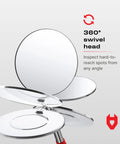 Heavy Duty Telescoping Inspection Mirror With 3.23 Inch Round Mirror, Up To 30 Inch Reach, 360 Degree Swivel, Non Slip Handle