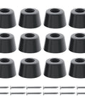 Twelve Piece Set Of Heavy Duty Round Rubber Feet Bumpers With Included Stainless Steel Screws, 1" size, non-slip pads.