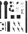 Heavy Duty Sliding Barn Door Hardware Kit In Black, Includes Pull Handle Set And Floor Guide, Fits 34 To 36 Inch Door Panels